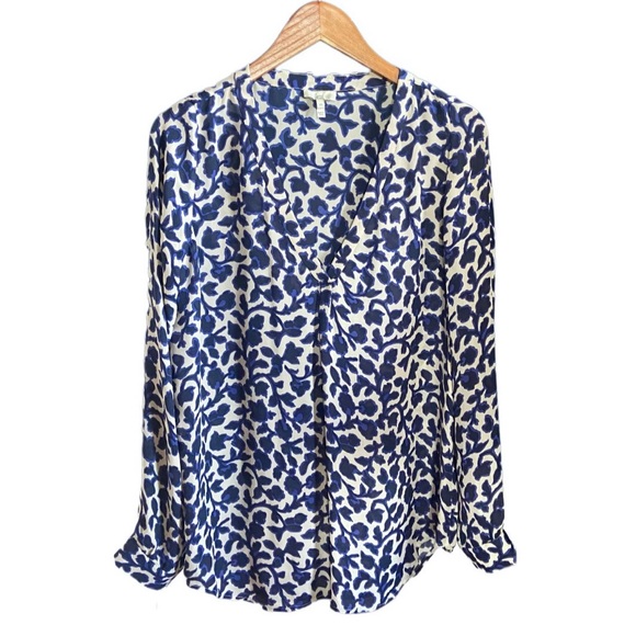 Joie Iselda Silk Blue Botanical Floral Print Long Sleeve Blouse - Picture 4 of 10